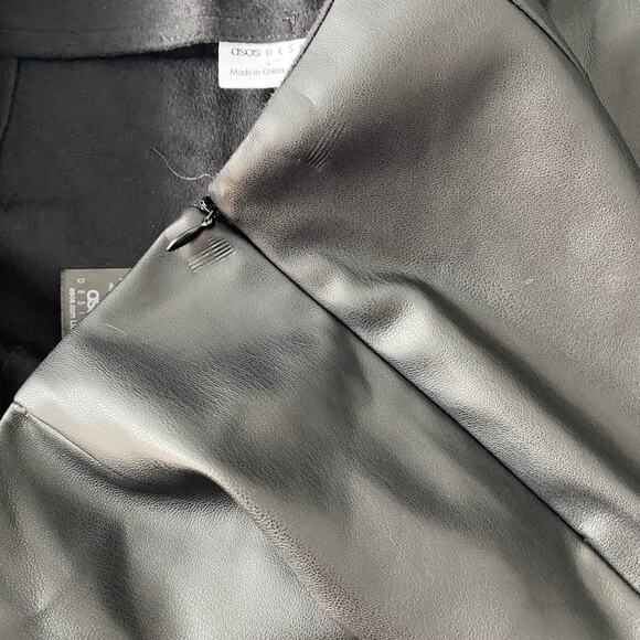 ASOS Design Faux Leather Trousers Black High Rise Subtle Flare Pants Size 6P - Picture 9 of 9